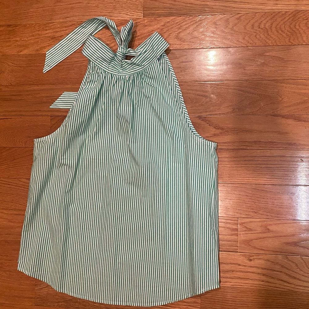 J. by J Crew Green Sleeveless Striped Top, EUC, Sz 8
